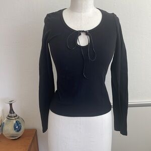 COOPERATIVE black scoop neck keyhole T-shirt